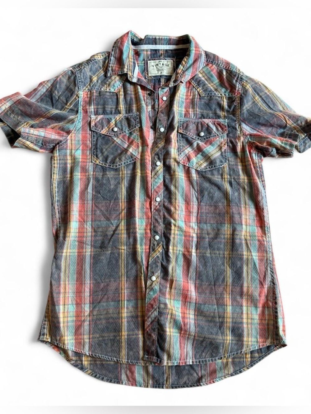 BKE Vintage Washed Men’s plaid Button Down Medium - Picture 2 of 7